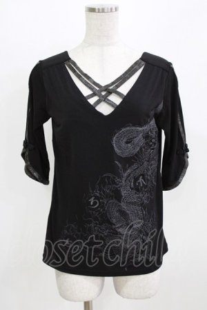 画像: Qutie Frash / クロスインナートップス  黒×黒 H-26-03-02-071-QU-TO-KB-ZH