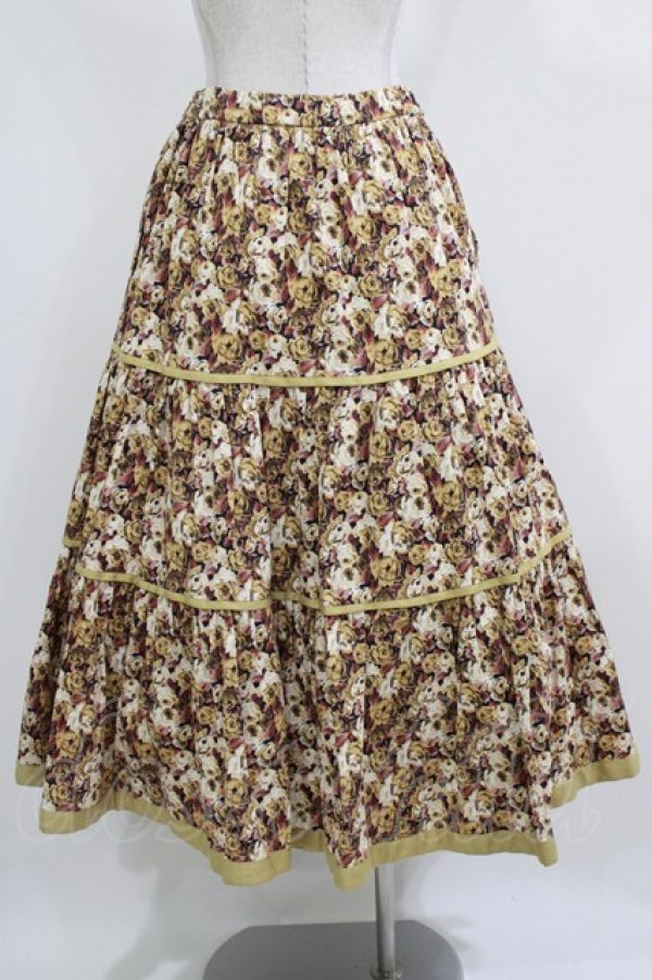 画像3: Jane Marple Dans Le Salon / Roman Rose peasant skirt  ocher×light beige H-26-03-02-010-JM-SK-KB-ZH (3)