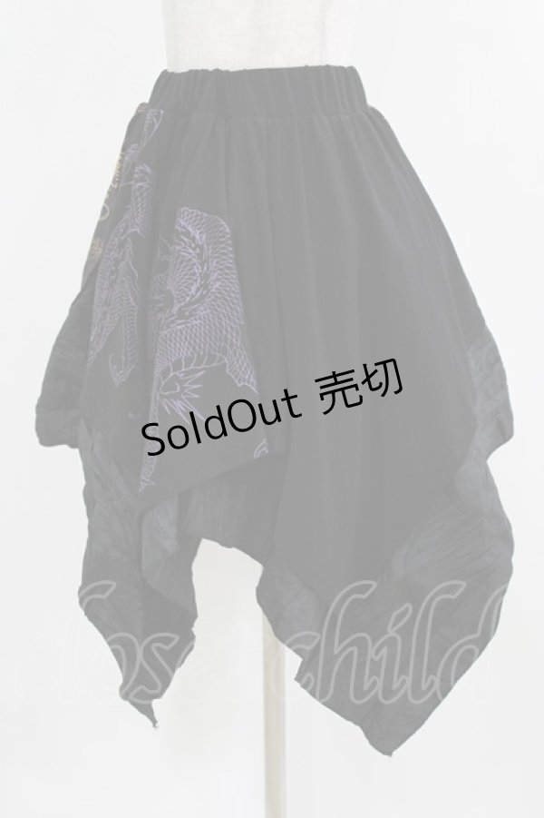 画像2: Qutie Frash / 和柄ミニスカート  黒 H-26-03-02-018-QU-SK-KB-ZH (2)