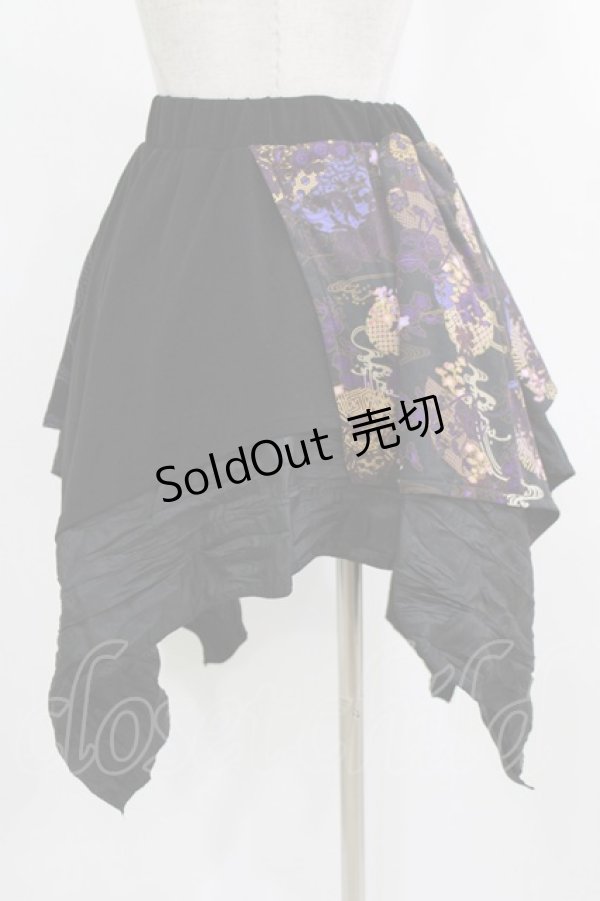 画像3: Qutie Frash / 和柄ミニスカート  黒 H-26-03-02-018-QU-SK-KB-ZH (3)