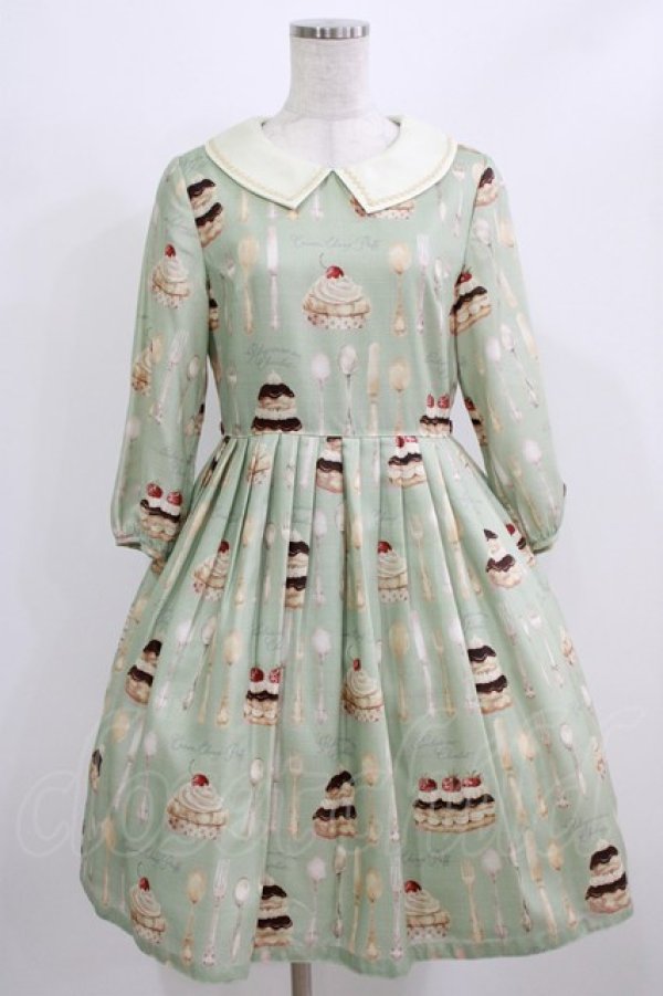 画像1: Leur Getter / Cream Choux Puff袖付きワンピース M ミント H-26-03-02-003-LU-OP-KB-ZH (1)