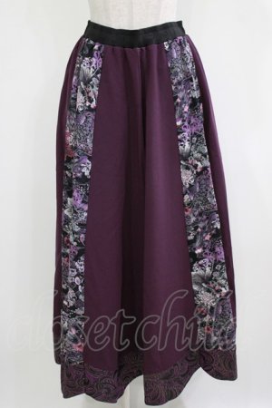 画像: Qutie Frash / 和柄フレアロングスカート  紫 H-26-03-02-022-QU-SK-KB-ZH