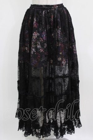 画像: Qutie Frash / メッシュロングスカート  黒×紫系 H-26-03-02-023-QU-SK-KB-ZH