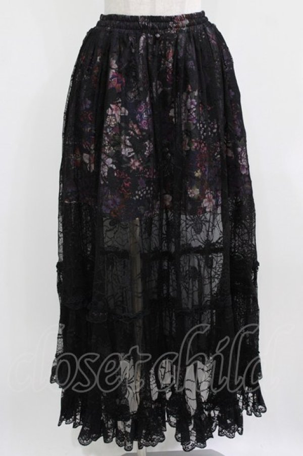 画像1: Qutie Frash / メッシュロングスカート  黒×紫系 H-26-03-02-023-QU-SK-KB-ZH (1)