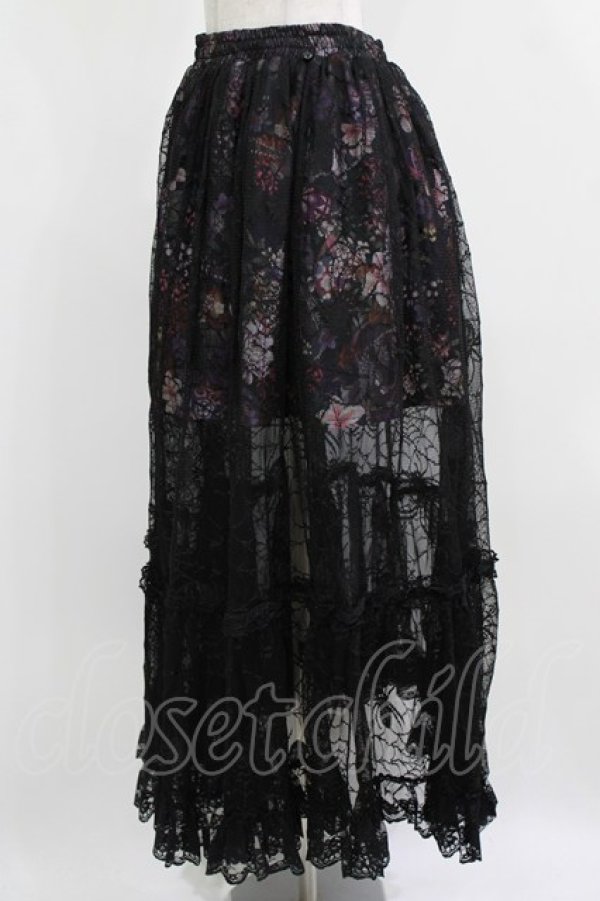 画像2: Qutie Frash / メッシュロングスカート  黒×紫系 H-26-03-02-023-QU-SK-KB-ZH (2)