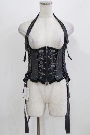 画像: OZZ ANGELO / 薔薇刺繍コルセットビスチェ  グレー H-26-03-03-031-OO-TO-KB-ZH