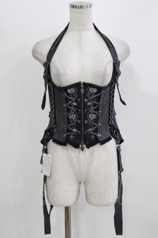 画像1: OZZ ANGELO / 薔薇刺繍コルセットビスチェ  グレー H-26-03-03-031-OO-TO-KB-ZH (1)