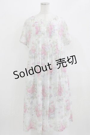 画像: Jane Marple Dans Le Salon / Strawberry seasonタブリエドレス  オフホワイト×ピンク H-26-03-03-003-JM-OP-KB-ZH