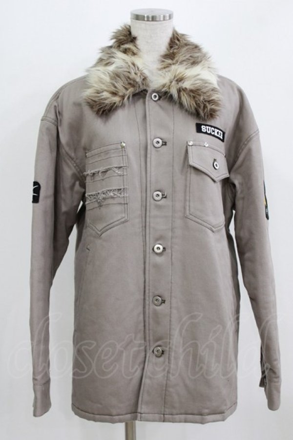 画像1: MILKBOY / ファーカラー付きジャケットコート  チャコール H-26-03-03-033-MB-CO-AK-ZH (1)