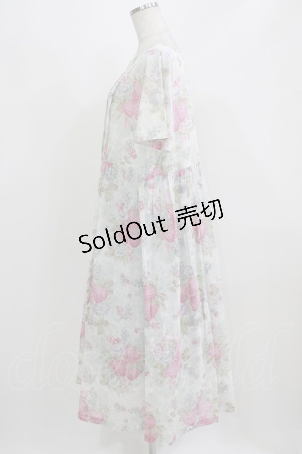 画像2: Jane Marple Dans Le Salon / Strawberry seasonタブリエドレス  オフホワイト×ピンク H-26-03-03-003-JM-OP-KB-ZH (2)