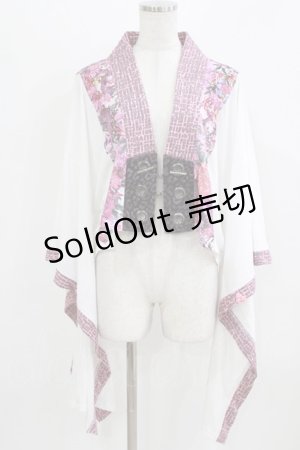 画像: Qutie Frash / 着物ボレロ  白×ピンク H-26-03-03-036-QU-TO-KB-ZH