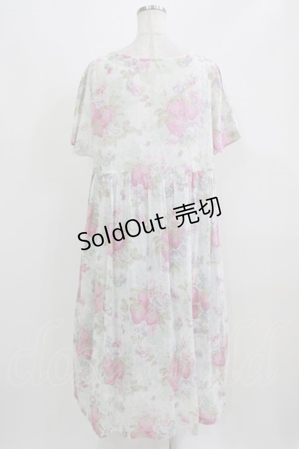 画像3: Jane Marple Dans Le Salon / Strawberry seasonタブリエドレス  オフホワイト×ピンク H-26-03-03-003-JM-OP-KB-ZH (3)