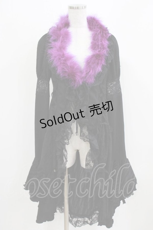 画像1: Qutie Frash / ファー付カーディガン  黒×紫 H-26-03-03-037-QU-TO-KB-ZH (1)