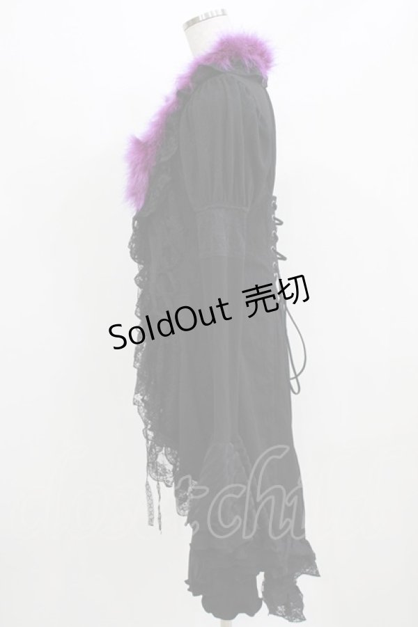 画像2: Qutie Frash / ファー付カーディガン  黒×紫 H-26-03-03-037-QU-TO-KB-ZH (2)