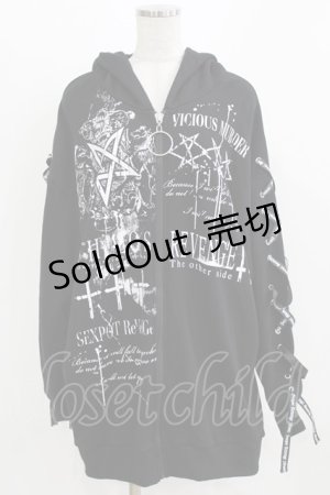 画像: SEX POT ReVeNGe / プリントZIPパーカー F 黒 H-26-03-03-038-SP-TO-AK-ZH