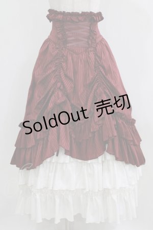 画像: LAPIN AGILL / ストライプロングコルセットスカート  ボルドー H-26-03-03-004-EL-SK-KB-ZH