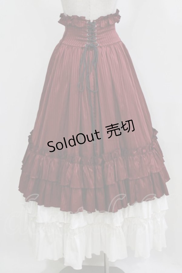 画像3: LAPIN AGILL / ストライプロングコルセットスカート  ボルドー H-26-03-03-004-EL-SK-KB-ZH (3)