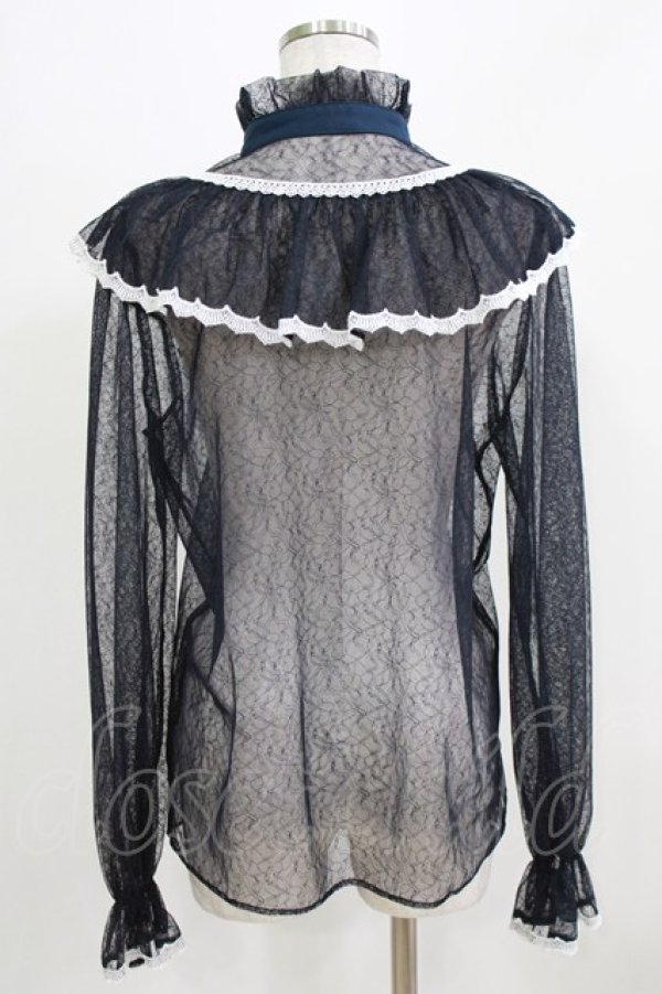 画像3: abilletage / レースフリルブラウス  紺 H-26-03-03-046-GO-BL-AK-ZH (3)