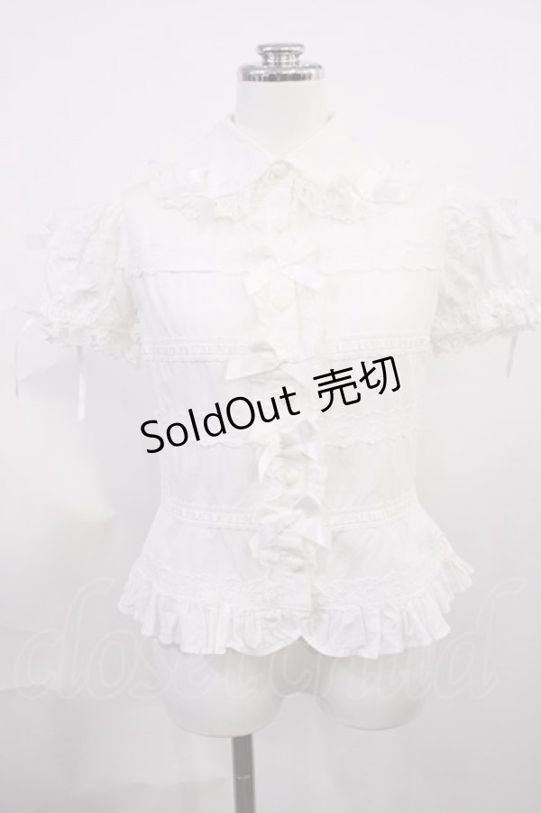 画像1: Angelic Pretty / ボーダーレースブラウス Free オフ H-26-03-03-1026-AP-BL-NS-ZH (1)