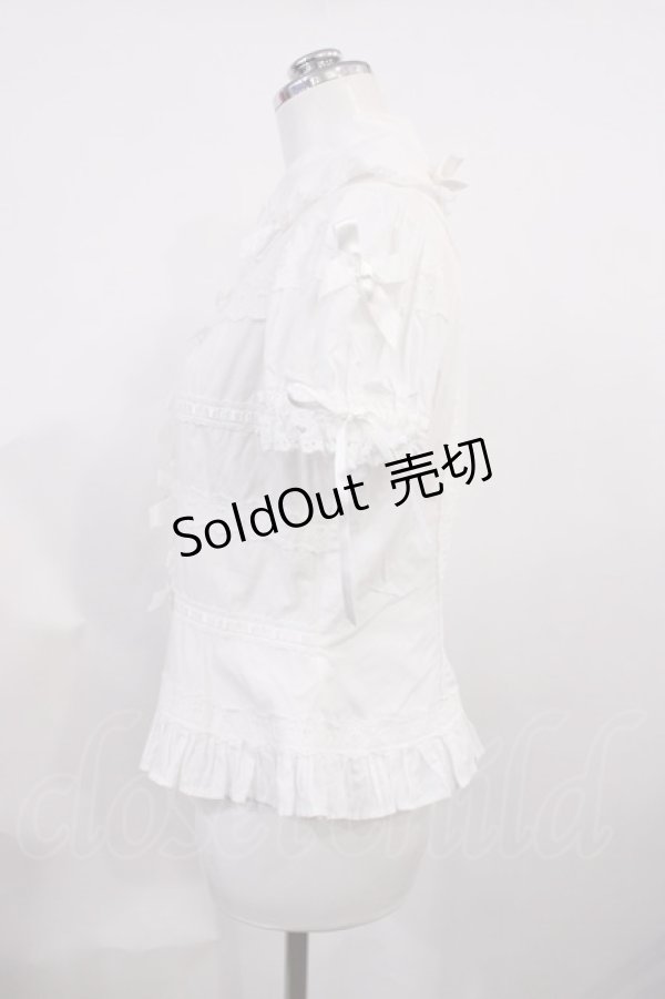 画像2: Angelic Pretty / ボーダーレースブラウス Free オフ H-26-03-03-1026-AP-BL-NS-ZH (2)