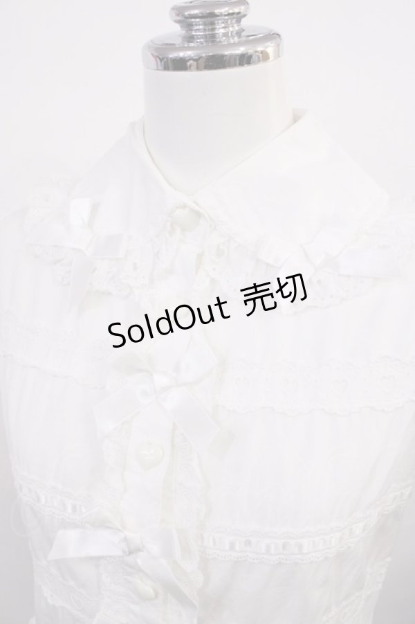 画像4: Angelic Pretty / ボーダーレースブラウス Free オフ H-26-03-03-1026-AP-BL-NS-ZH (4)