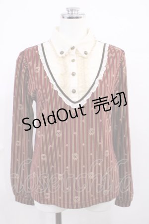 画像: axes femme / ストライプ重ね着風プルオーバー M ボルドー H-26-03-03-1031-AX-TO-NS-ZH