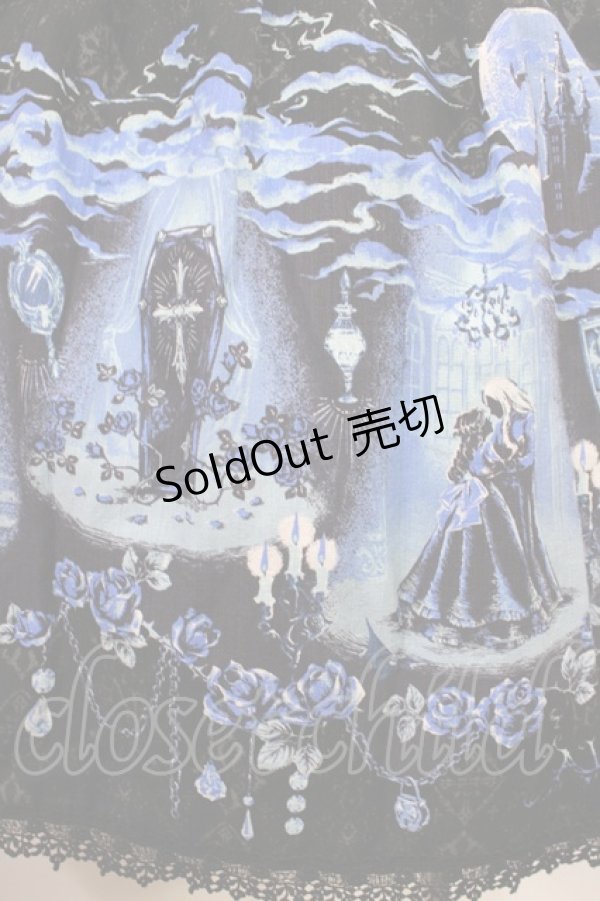 画像4: ALICE and the PIRATES / 悪魔城の夜柄ジャンパースカートI Free ブラック/ブルー H-26-03-03-1003-PA-OP-NS-ZH (4)