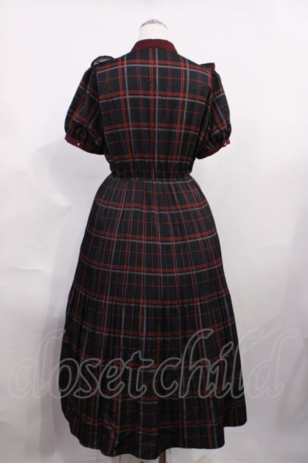 画像2: axes femme POETIQUE / レトロチェックロングワンピース M ブラック H-26-03-03-1015-AX-OP-NS-ZH (2)