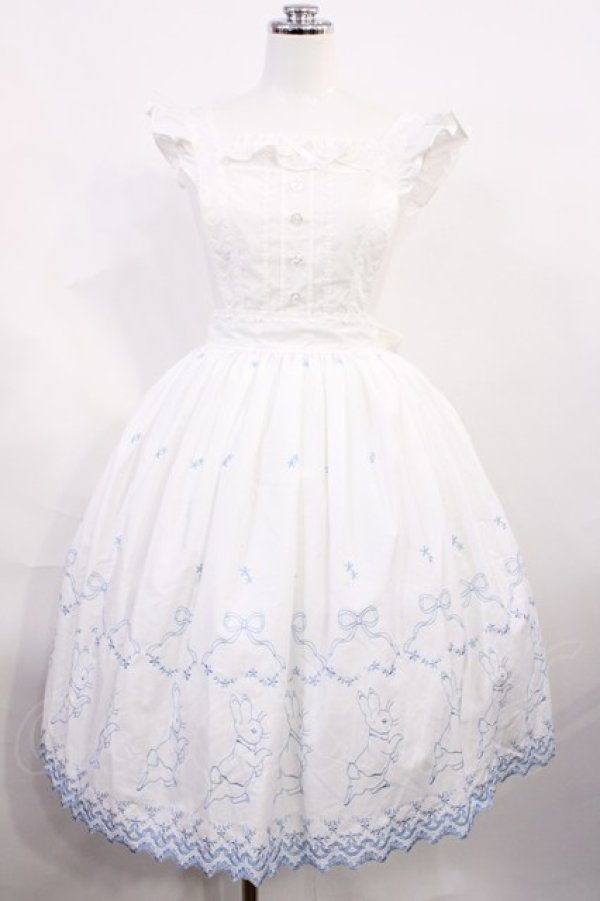 画像1: Innocent World / ピーターラビット  刺繍エプロン Free オフ/サックス H-26-03-03-1020-IW-OP-NS-ZH (1)