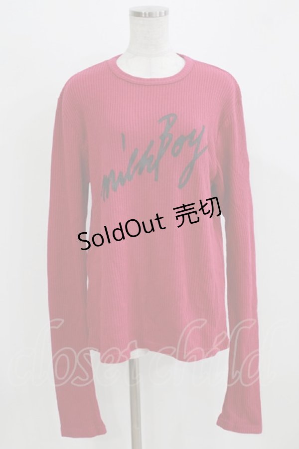 画像1: MILKBOY / RIBBED LOGO TEE  ディープピンク H-26-03-03-051-MB-TO-AK-ZH (1)