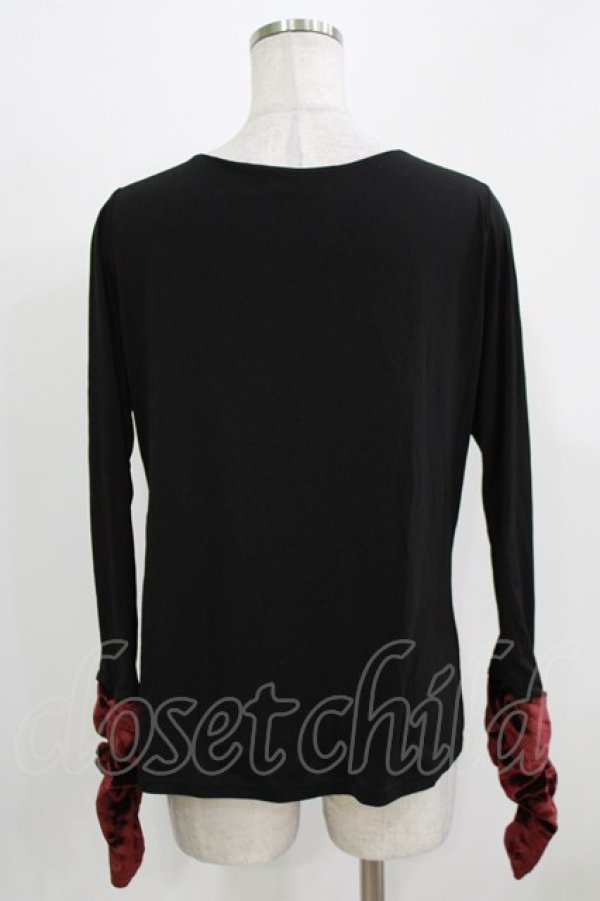 画像3: Qutie Frash / クロスインナーT  黒×赤ベロア H-26-03-03-052-QU-TO-KB-ZH (3)