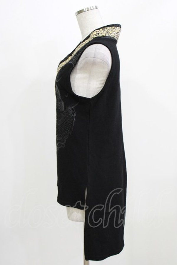 画像2: Qutie Frash / 着物襟インナータンク  ブラック×ゴールド H-26-03-03-054-QU-TO-KB-ZH (2)