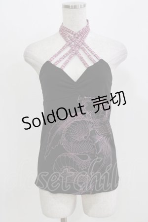 画像: Qutie Frash / クロスキャミ  黒×ピンク H-26-03-03-057-QU-TO-KB-ZH