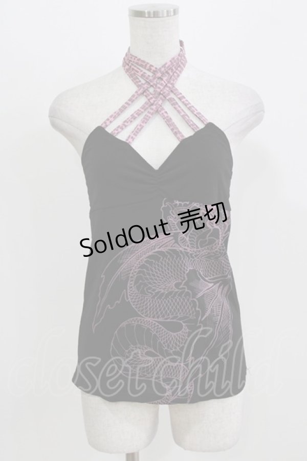 画像1: Qutie Frash / クロスキャミ  黒×ピンク H-26-03-03-057-QU-TO-KB-ZH (1)