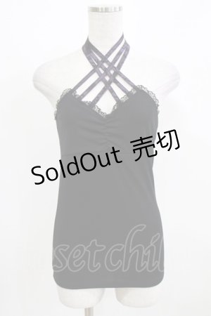 画像: Qutie Frash / クロスキャミ  黒×紫 H-26-03-03-058-QU-TO-KB-ZH