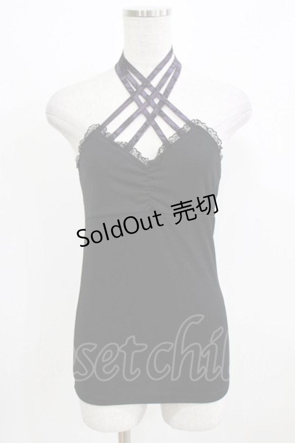 画像1: Qutie Frash / クロスキャミ  黒×紫 H-26-03-03-058-QU-TO-KB-ZH (1)