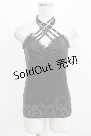 画像: Qutie Frash / クロスキャミ  黒×黒 H-26-03-03-059-QU-TO-KB-ZH