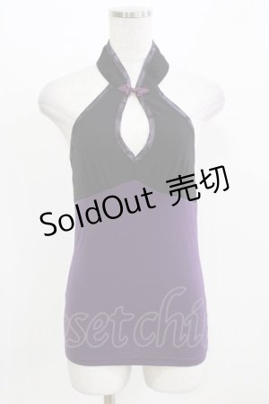 画像: Qutie Frash / チャイナホルタートップス  紫×黒 H-26-03-03-060-QU-TO-KB-ZH