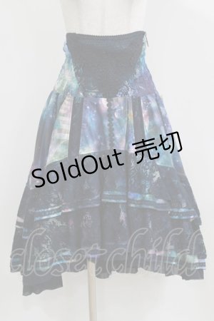 画像: Rozen Kavalier / プリントハイウエストフィッシュテールスカートスカート  紺 H-26-03-03-006-OO-SK-KB-ZH