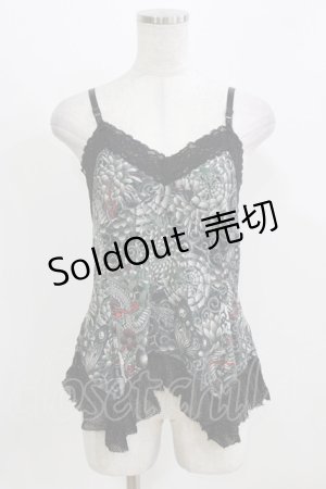 画像: Qutie Frash / 和柄キャミ  黒 H-26-03-03-062-QU-TO-KB-ZH