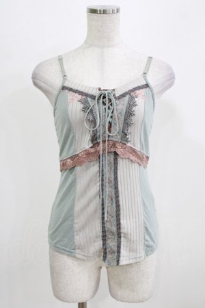 画像: Ozz oneste / レース切替キャミソール  ブルーグレー H-26-03-03-063-OO-TO-AK-ZH