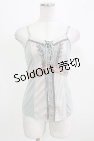 画像: Ozz oneste / レース切替キャミソール  ブルーグレー H-26-03-03-063-OO-TO-AK-ZH
