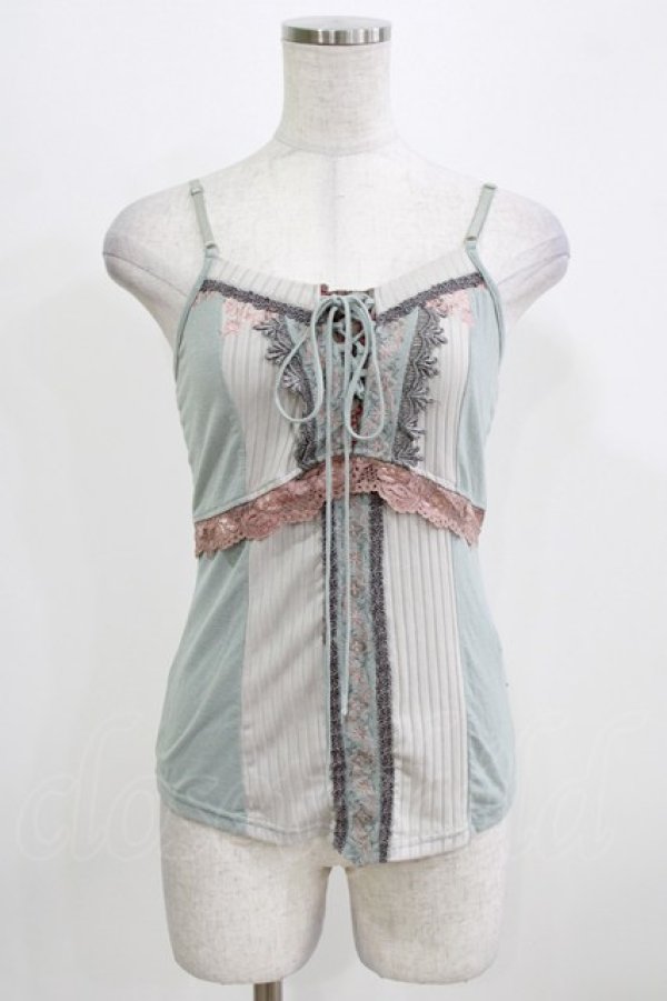 画像1: Ozz oneste / レース切替キャミソール  ブルーグレー H-26-03-03-063-OO-TO-AK-ZH (1)