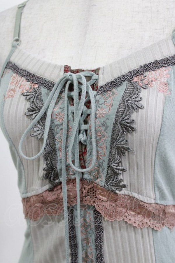 画像4: Ozz oneste / レース切替キャミソール  ブルーグレー H-26-03-03-063-OO-TO-AK-ZH (4)