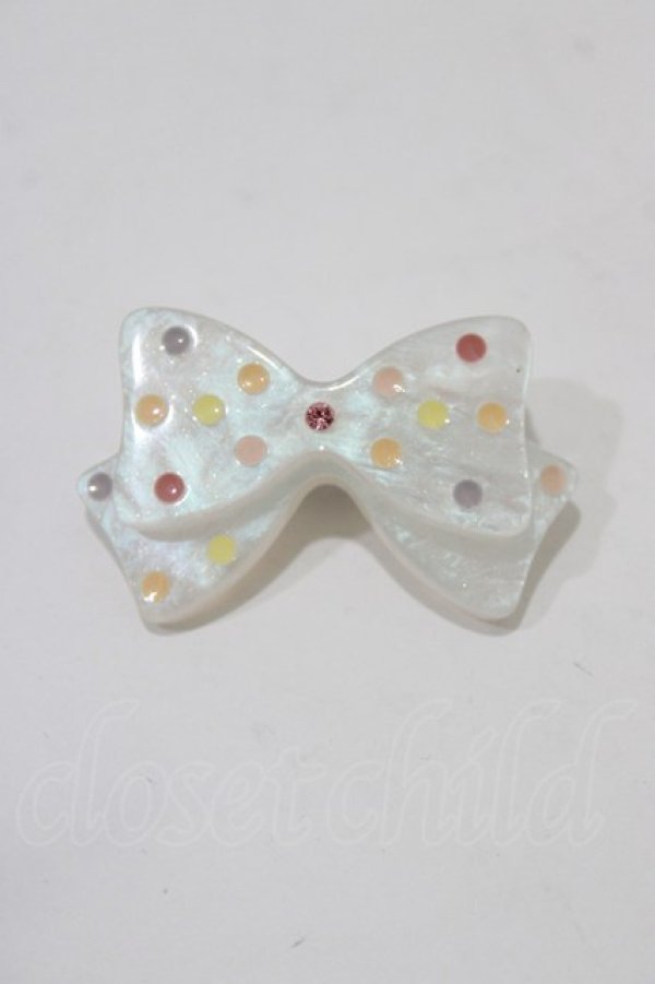 画像1: MILK / ドットリボンバレッタ  オフホワイト H-26-03-03-071-ML-AC-KB-ZH (1)