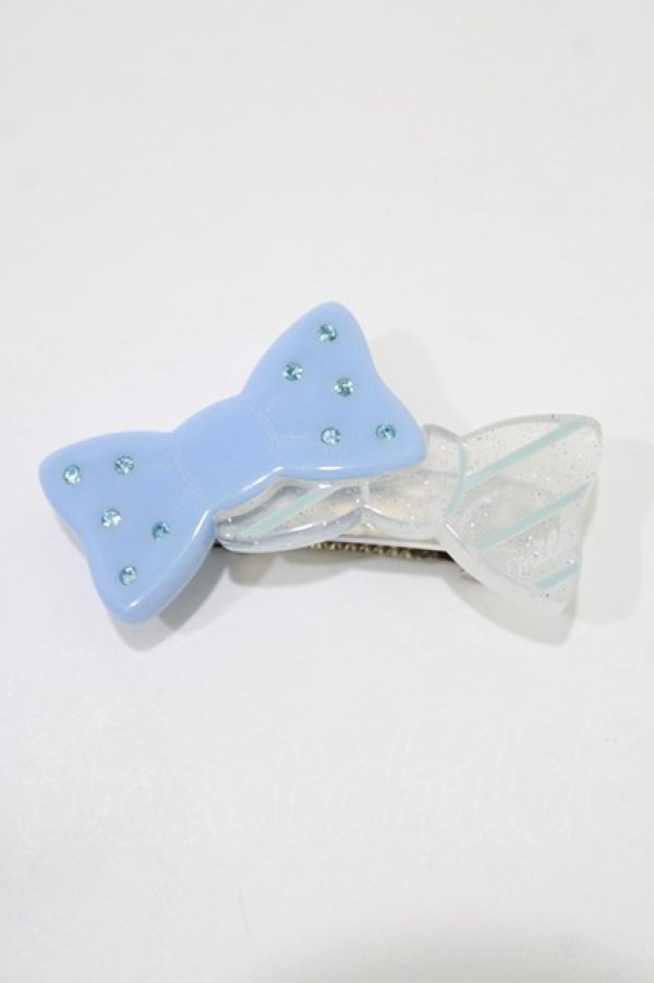 画像1: MILK / ダブルリボンバレッタ  サックス H-26-03-03-073-ML-AC-KB-ZH (1)