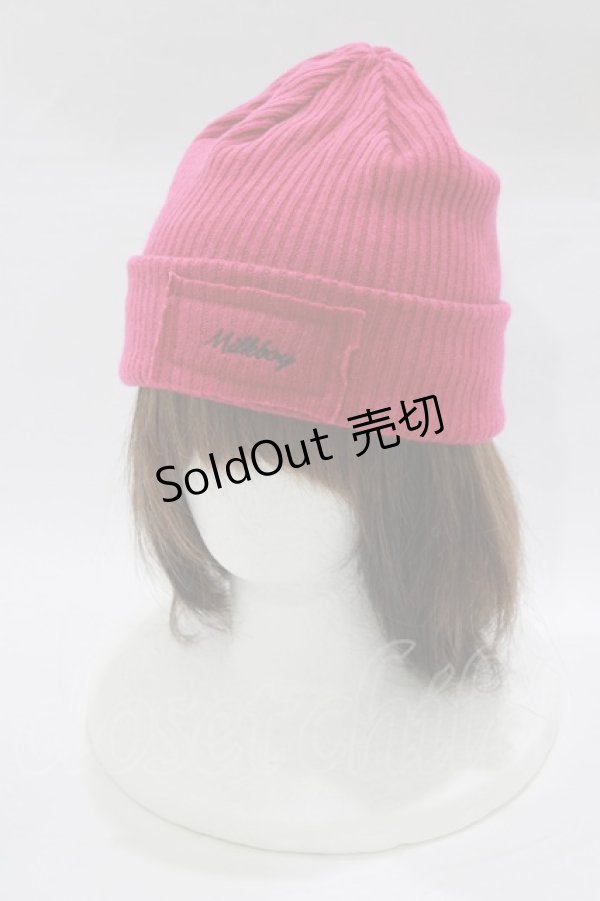 画像1: MILKBOY / LOGO KNIT CAP  ディープピンク H-26-03-03-075-MB-AC-AK-ZH (1)