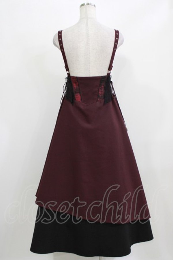 画像3: Ozz conte / サス付ナポレオン風レイヤードスカート  ボルドー×ブラック H-26-03-03-007-OO-SK-KB-ZH (3)