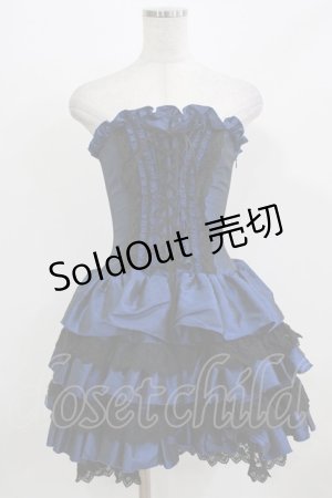 画像: ATELIER PIERROT / ミニコルセットワンピース  ブルー×ブラック H-26-03-03-010-EL-OP-KB-ZH