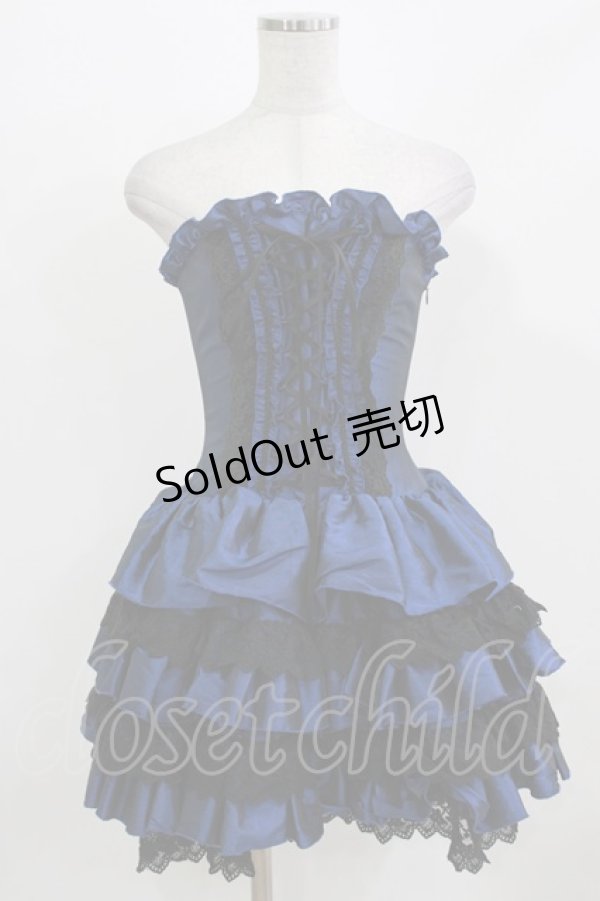 画像1: ATELIER PIERROT / ミニコルセットワンピース  ブルー×ブラック H-26-03-03-010-EL-OP-KB-ZH (1)